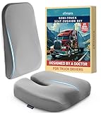 Elmara Truck Seat Cushion for Truck Driver Back Pain – Truck Driver Seat Cushion & Back Support – Trucker Gifts – Semi Truck Accessories for Men & Women – Bus Driver Seat Cushion (2-Piece Set)