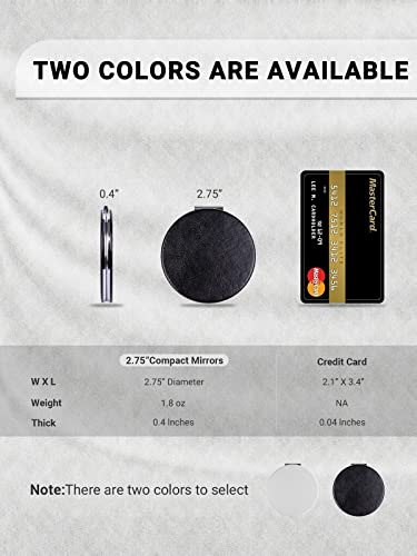 Getinbulk Compact Magnifying Mirror Bulk, Set Of 12 Round Double-Sided 1X/10X Magnification Pu Leather 2.8"(Black) #TOP2