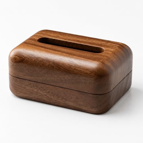 Cuxawamiyo Boîte à Mouchoirs en Bois Aspect Noyer, Boîte à Mouchoirs avec Couvercle, Distributeur de Mouchoirs pour Salon Salle de Bain Bureau, Boîte Décorative