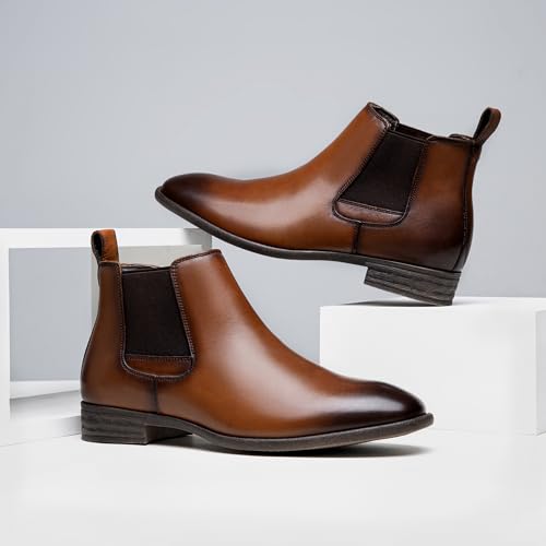 Image of Jousen Mens Chelsea Boots Leather Slip On Dress Boots