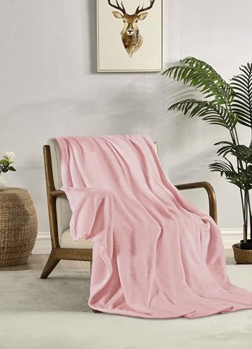 Miracle Home. Fleecedecke, wendbar, aus Mikrofaser, Samtflanell, 260 g/m², weich, warm und leicht, maschinenwaschbar, 130 x 160 cm, Rosa