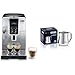 De'Longhi Dinamica ECAM 350.35.SB Kaffeevollautomat mit Profi-Milchaufschäumdüse, Klartext Digitaldisplay, 2-Tassen-Funktion, Silber & Milchkännchen DLSC060, 350 ml, Edelstahl