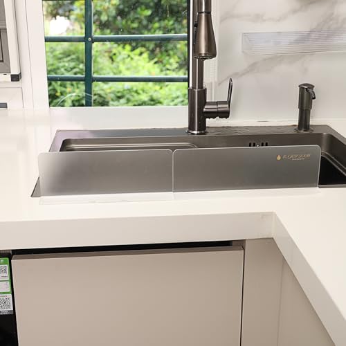 Nakajima Sink Splash Guards Bathroom Sink Countertop Splash Guard Transparent Acrylic (Frosted) Splash Guard for Washbasin Area (8.86x1.2x3.3in) (2Pack) by S.T.D - Image 8