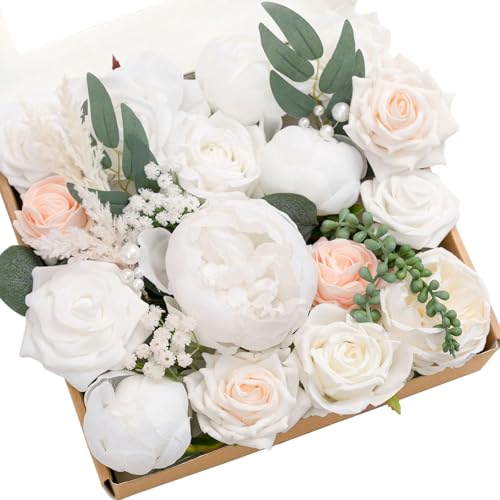Ling's moment Fake Flowers Box, Faux Artificial Greenery Stems Foam