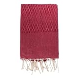 Lisola - ręcznik plażowy Fouta z czystej bawełny, jednolity kolor, idealny na plażę, morze i basen, wykonany we Włoszech, 100 x 200 cm, Model: HAMMAM, kolor czerwony (Minoiczny)