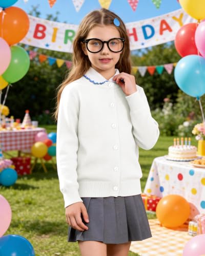 Image of Girls Cardigan Sweater School Uniforms Toddler Long Sleeve Button Knit Solid Sweaters Tops