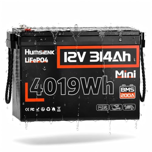 Image of HumsiENK 12V 314Ah (300Ah) LiFePO4 Lithium Battery 4019Wh Built-in 200A BMS