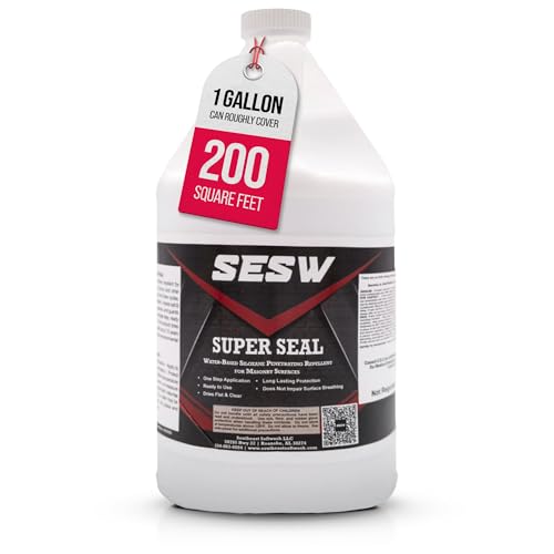 Super Seal Masonry Sealer, Water-Based Siloxane Repellent for Brick, Concrete,