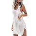 Traje de baño para mujer, blusa de playa, bikini de baño, faldas de playa, moda, color liso, sin mangas, falda de playa, cesta de playa, color blanco, L
