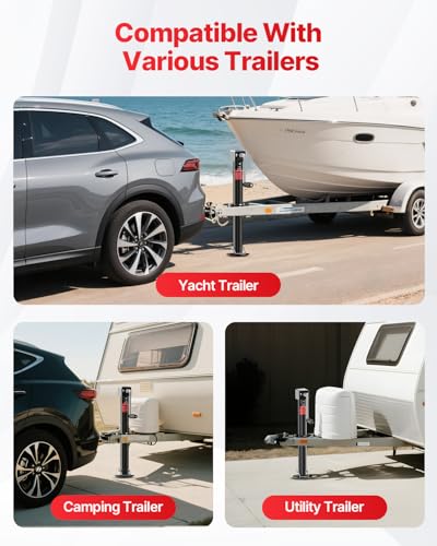 Image of FZZD 5000 lbs A-Frame Trailer Jack, 20-24V Cordless Drill Compatible, 23 inch Lift, for Utility,RVs (Black)