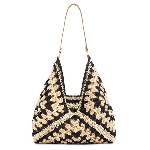 Image of Rejolly Straw Hobo Bag for Women Tote Bag Summer Vacation Beach Handbags Boho Bohemian Style Shoulder Purse