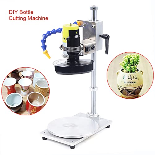 Wine Bottle Cutting Machine Electric Stainless Steel Ceramic Flower Pot Vase Cutter 3000-6000Rpm High-Precision Glass Jar Diy Cutting Tool Kit With Rotatable Chassis 5.9X7.9X13.8In #TOP4