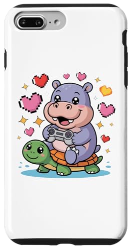 Kawaii Gaming Animal Graphic Turtle Cute Hippopotamus Gamer �X�}�z�P�[�X iPhone 7 Plus/8 Plus �p