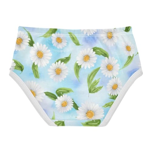 Cartoon Toddler Underwear Floral 2t Cotton Panties Little Girl White Daisies Green Leaves Blue Briefs Undies Kids2