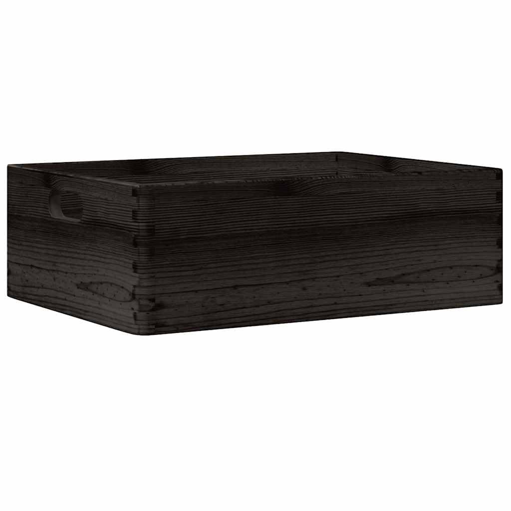 Vidaxl (, 40 X 30 X 13 Cm) Wooden Box Storage Box Wooden Crate Treasure Chest Solid Wood Pine Black