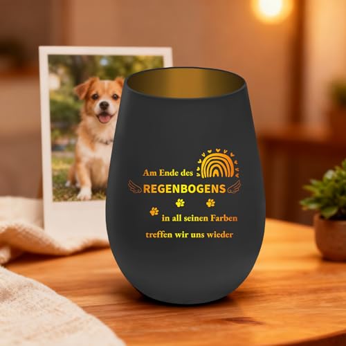 Schwarz Trauerkerze Mit Gravur, Haustier Trauergeschenk, Haustier Trauerlicht, Trauerkerzen Deko, Gedenkstein Hund, Gedenkstein Katze,Trost Geschenke Für Tierbesitzer