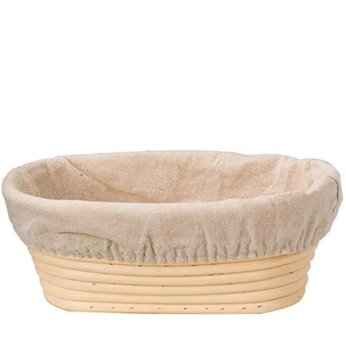 Cesta Para Precalentar Pan Cesta de fermentación de mimbre for pan Natural, ovalada/círculo/triángulo, herramienta de cocina, 1 unidad Para Probar Pan, Masa(Oval 21x15x8cm)
