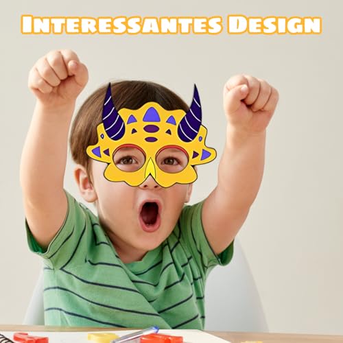 ZXJLWR 24 Stück Masken Zum Bemalen Jugendliche, Dino Maske Basteln Jugendliche burtstag, DIY Dinosaurier Masken Zum Ausmalen Für Kinderparty, Schule Und Kreative Aktivitäten (12 Modelle)