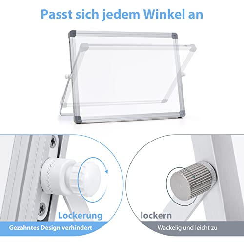 Magnetic Whiteboard Abwischbar für Schreibtisch,Magnetische Tragbare Doppelseitig Beschreibbar Staffelei White Board mit Ständer(30 x 40cm)