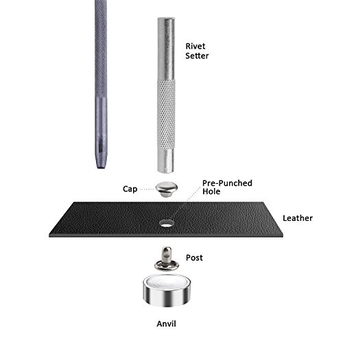 Bestgle 120 Sets Leather Rivets With Fixing Tool Kit, Double Cap Rivet Replacement Tubular Metal Studs Snap Fasten Kit For Diy Leather Jeans Clothing Craft Repairing Decoration (Silver,Bronze) #TOP4