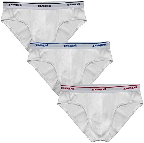 Papi Men's Cotton Low Rise Brief Pack of 3 Underwear, White, Medium