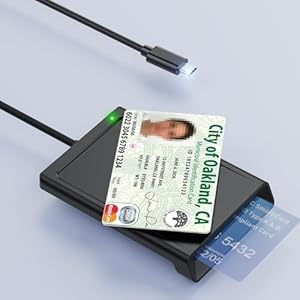 Lector de tarjetas inteligentes USB C con NFC, lector CAC militar DOD de acceso común ID Banco lector de tarjetas con chip 2 en 1 sin contacto compatible con Mac Os, Windows 10/11, Mac OS, Android y