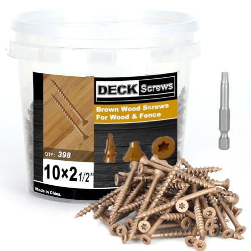Image of Deck Screws #10 x 2-1 /2'', T25 Star Torx Drive Flat Head Wood Screws, Brown, 5lb