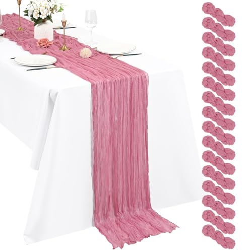 Pesonlook 16 Pack Cheesecloth Table Runner, 10Ft Boho Gauze Table