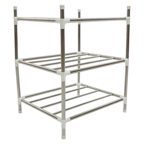TOYANDONA Scaffale Portapentole in Acciaio Inossidabile Multi-funzione Organizer Pentole e Padelle Salvaspazio con Design e Angoli Arrotondati Scaffale Cucina Stabile e Drenante per Spazi