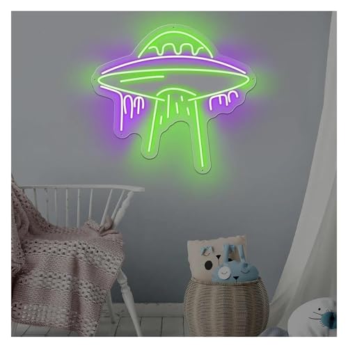 Enseigne néon UFO 38cm USB réglable pour décoration murale intérieure