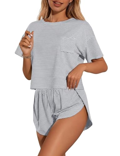 Image of Ekouaer Womens Pajama Sets Sexy Lounge Sets Side Split Short Pj Sets Cute Pjs 2 Piece Comfy Sleepwear Loungewear