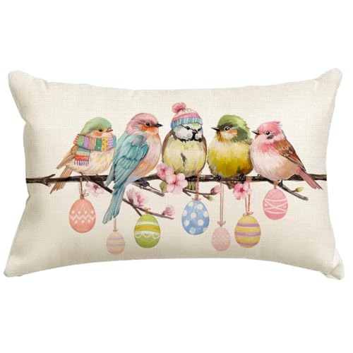 RABUSOFA Easter Pillow Covers 12x20 inch Easter Decorations for Home