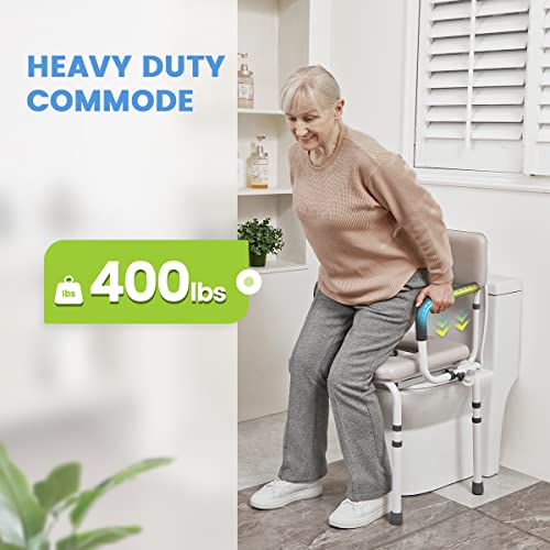 Oasisspace Heavy Duty Padded Drop Arm Commode, Bedside Commodes For Seniors thumb #2