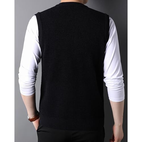 Zipper Sweater Vest for Men Retro Crew Woolen Knit Cardigan Autumn Winter Sleeveless Casual Topcoat3