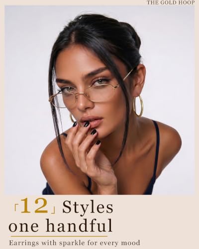 12 Pairs Gold Hoop Earrings Set for Women Fashion Jewelry Gifts 40mm 50mm - image 6