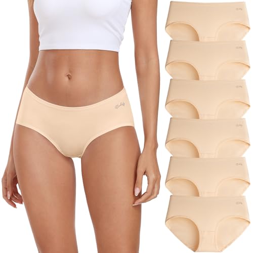 coskefy Womens Underwear Cotton Hipster Panties Low Rise Breathable Ladies Bikini Undies 6 Packs