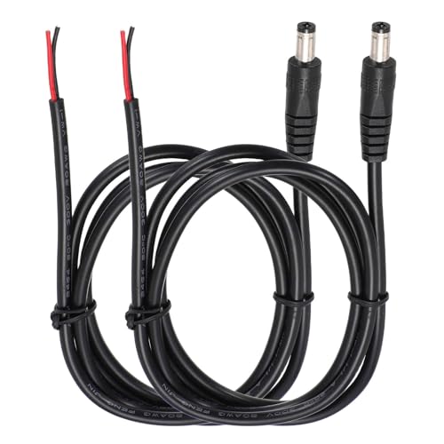 MECCANIXITY 2pcs DC Power Pigtails Cable, 5.5mm x 2.5mm Male Barrel Plug Connector to Bare Wire Open End 100cm for PC Laptop Toys Cellphone Electronic Devices