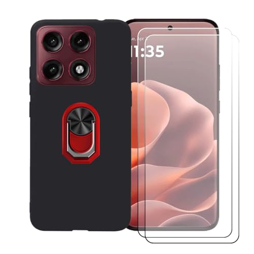 CongJiaLingXi �P�[�X �K�p �� Motorola Edge 70 Pro (6.78") �����O�T�|�[�g+ [2�p�b�N]�����K���X�X�N���[���v���e�N�^�[�A�_��ȃV���R�[���V�F���o���p�[TPU�ی�J�o�[�������,��