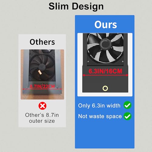 Image of 37.4-39.4 Inch Vertical Window Fan for Sliding Windows - Securely Fit Top and Bottom Frame with Variable Speeds for Large Spaces, Garages, or Smoky Areas-Exhaust Only (Black)