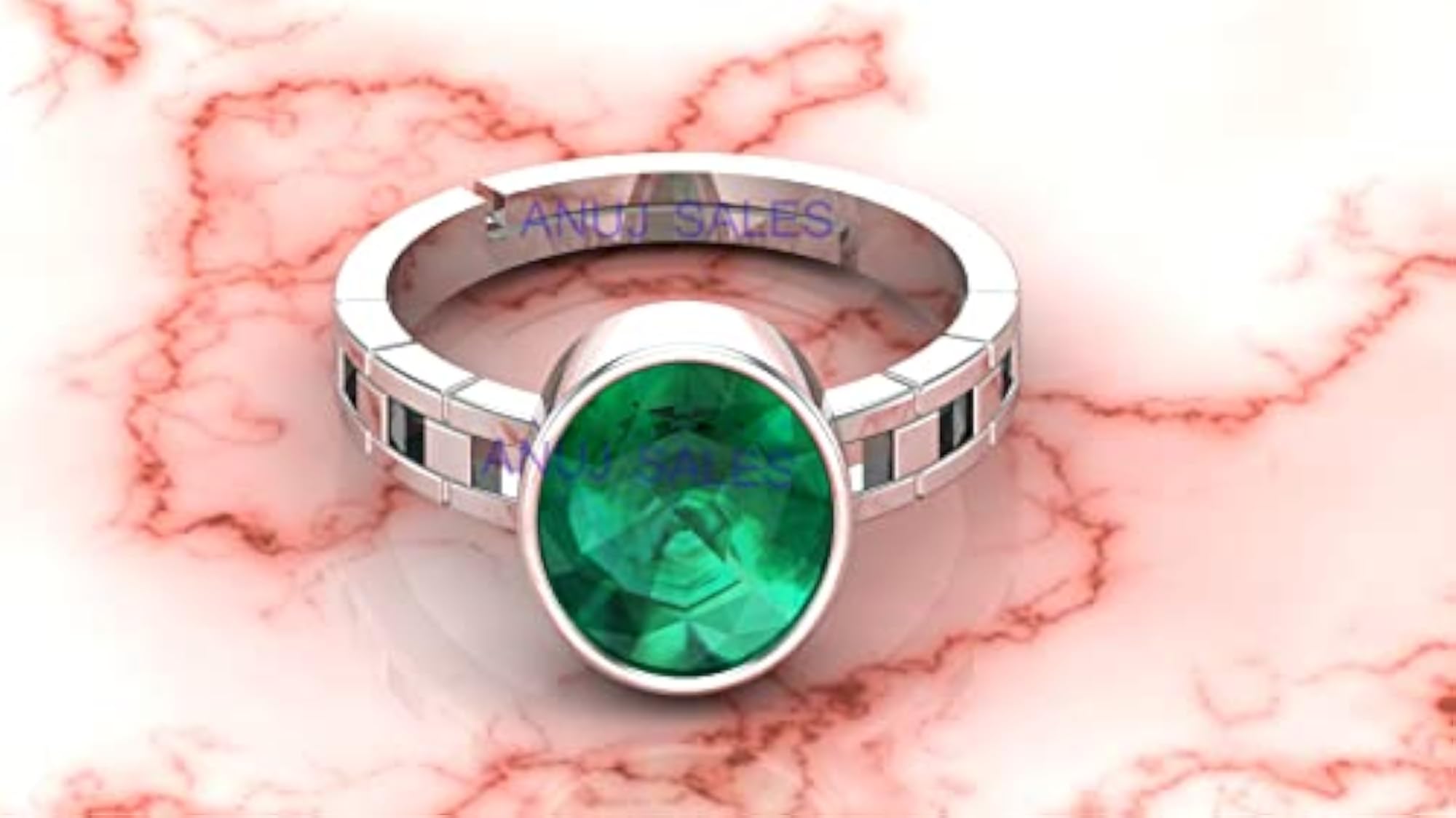 15.00 Ratti Natural Emerald Silver Plated Adjustable Ring