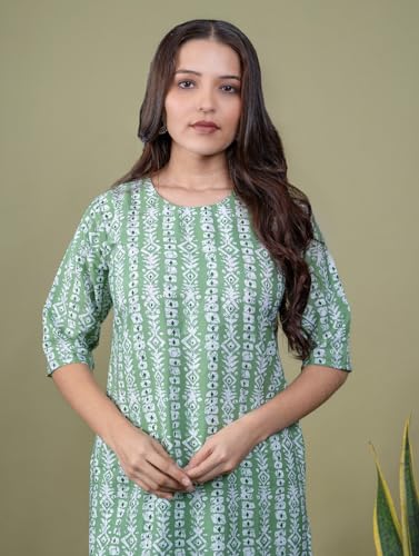 Image of Women's Straight Fit Printed Crepe Kurta, Casual Wear Kurti Design No 106