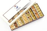 Muhtar Sweets Premium Quality Baklava Assortment (17.6 Oz Net) - Middle Eastern Mix Petit Gourmet Sweets Gift Box - Arabic, Turkish, Syrian, Lebanese.