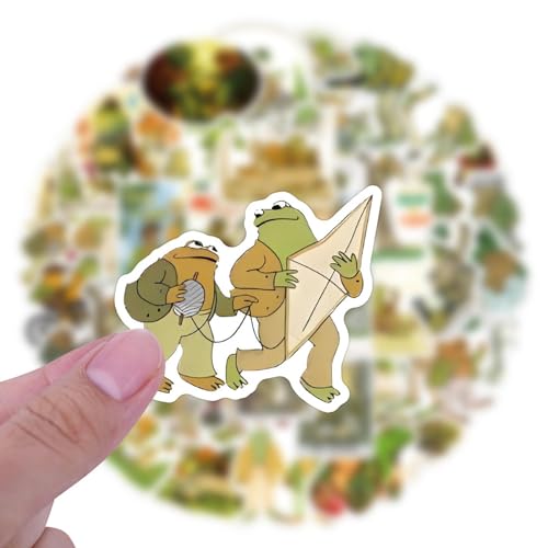 50 pegatinas de ranas de vinilo impermeables para decorar diarios infantiles y termos 4