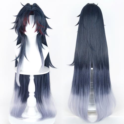 Image of Anime Dark Blue Black Grey Gradient Cosplay Wig for Women Men Cos