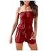 STOREYH Sommer Bandeau Jumpsuit Damen Elegant Sport Short und Ärmellos Schlauch Tops Spielanzug Frauen Slim Fit Einfarbig Overall Freizeit Luftig Drawstring Tunika Playsuit Bequem Strampelhöschen