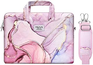 MOSISO Laptop Shoulder Bag Compatible with MacBook Air/Pro,13-13.3 inch Notebook,Compatible with MacBook Pro 14 inch 2023-2021 A2779 M2 A2442 M1, Polyester Briefcase Sleeve with Belt Marble MO-MBH216