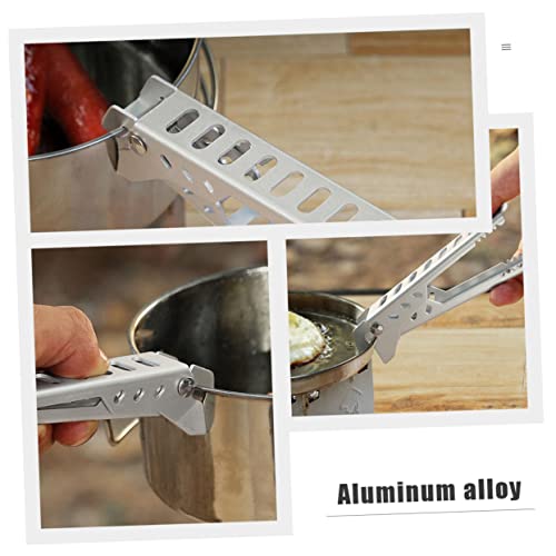 PRETYZOOM 4 Pcs Pot Holder Griddle Tools Camping Pot Gripper Handle Outdoor Accessories Grabber Mason Outdoor Cooking Stove Pans Anti Portable Griddle Kitchen Gadget Silver Aluminum Alloy - Image 7
