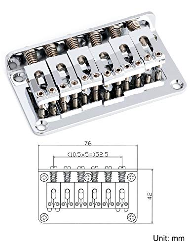Metallor Top Load Guitar Bridge Tailpiece Fixed Hardtail Saddle Bridge Compatible With 6 String Fender Strat Tele Style Electric Guitar Parts Chrome. #TOP1