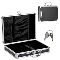 OGANAZI Alu Dokumentenkoffer Abschließbare Dokumentenbox mit Schlüssel Aluminium Aktenkoffer Tragbare wasserdicht Handkoffer Büro Business Koffer für A4 Papier Silber und Schwarz 32x24x7,5 cm
