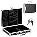 OGANAZI Alu Dokumentenkoffer Abschließbare Dokumentenbox mit Schlüssel Aluminium Aktenkoffer Tragbare wasserdicht Handkoffer Büro Business Koffer für A4 Papier Silber und Schwarz 32x24x7,5 cm